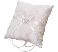 Mikinona Coussin Alliance Mariage en Dentelle Blanche, Modèle Romantique | Polyester Texturé, Format Cérémonie, pour Demoiselle D’honneur et Porteur des Anneaux