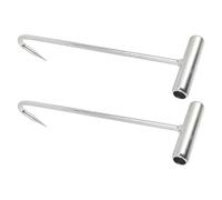 Mikinona Crochets de Levage pour Plaques d'Égout Antirouille en Acier Galvanisé Renforcé T Lot de 2 Pièces Outil Manuel Polyvalent pour Levage de Regards d'Égout Usage Industriel et