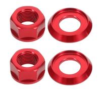 Mikinona Écrou de Moyeu de Vélo M10 en Alliage D'aluminium, Rouge, pour Axe et Moyeu de Roue, Connexion Serrée, pour Vélo Pliant et Vtt