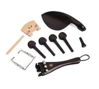 Mikinona Ensemble de 15 Pièces pour Violon en Ébène Noir Comprendrant Queue de Violon en Boyau Pique Cordier et Mentonnière Support Standard Accessoires Essentiels pour Réparation