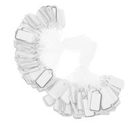 Mikinona Étiquettes de Bijoux Blanches avec Bordure Argentée et Ficelle Coton, 200 Pièces pour Marquage Prix, Petites Étiquettes Suspendues, Accessoires Vente au Détail et Boutiques