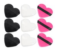 Mikinona Houppettes à Poudre Maquillage Cœur 9 Pièces Petites Ultra-douces pour Visage Multifonction Accessoires Maquillage Noir Blanc Rose