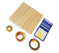 Mikinona Jeu de Géoplanche Éducative en Bois pour Garçon et Filles - Panneau Perforé Élastiques Colorés - Outil D’Apprentissage des Formes Géométriques et Fractions, Mathématique D’éveil