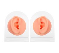 Mikinona Kit de Modélisation D'oreille en Silicone Réaliste avec Support Acrylique, Modèle Gauche et Droit pour Pratique du Piercing et Étude Anatomique