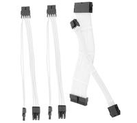 Mikinona Kit Extension Câble Alimentation Blanc avec Peignes Acryliques Compatible ATX Broches Broches Rallonge Alimentation PC Modulable et Flexible