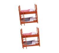 Mikinona Lit Superposé Miniature pour Maison de Poupée Lits Doubles Miniatures en Matériau Écologique Oreillers et Couettes Mobilier de Simulation Réaliste pour Décoration et Jeu Pratique