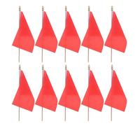 Mikinona Lot de 10 Mini-drapeaux Rouges 14x21 Cm Hampe en Bois 30 Cm, Drapeaux Vierges Soi-même pour Sublimation, Carnaval, Activités Scolaires et Événements Festifs