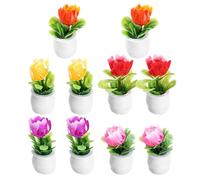 Mikinona Lot de 10 Mini Plantes Artificielles en Résine Modèles Mini Bonsaïs Décoratifs 3-5 CM pour Micro-Paysage et Décoration Intérieure en Pot