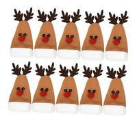 Mikinona Lot de 10 Pochettes À Couverts De Noël en Forme De Cerf Chapeau De Bouteille De Vin Marron 14 X 6 Cm De Vaisselle Accessoire De Fête De Noël
