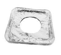Mikinona Lot de 10 Protections en Aluminium Argenté pour Cuisinière à Gaz, Surface Résistante aux Huiles et Taches, Forme Carrée, Protège Brûleurs et Facilite le Nettoyage