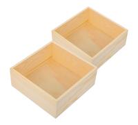 Mikinona Lot de 2 Boîtes Carrées en Bois Brut 20X20X8 CM Boîte à Bonbons sans Couvercle Organisateur Multifonction pour Bureau et Décoration Coffret à Bijoux et Rangement D’Objets