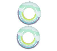 Mikinona Lot de 2 Bouées Gonflables en PVC 60 pour Adultes, Bouées de Plage Multicolores à Paillettes Arc-en-Ciel, Anneaux de Piscine Épais et Résistants, Accessoires de Natation D'été