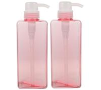 Mikinona Lot de 2 Bouteilles à Pompe 650ml en Petg pour Shampoing et Lotion Corps, Design Carré, Portable, pour Salle de Bain et Usage Domestique