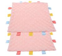Mikinona Lot de 2 Doudous Sensoriels Apaisants en Tissu Ultra-doux à Picots, Couvertures Carrées 25 X 25 Cm avec Étiquettes Colorées, Serviettes de Réconfort pour Bébés Filles et Garçons,