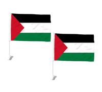 Mikinona Lot de 2 Drapeaux Palestiniens Décoratifs avec Hampe Polyester Résistant Format Adapté pour Vitre de Voiture Décoration Extérieure Légère et Portable pour Supporters et