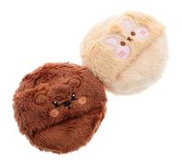 Mikinona Lot de 2 Houppettes à Poudre Longues en Peluche Douce Motif Dessin Animé Applicateur Maquillage pour Visage et Bébé Coussin Poudre pour Blush et Fond de Teint Usage Cosmétique