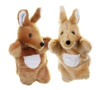 Mikinona Lot de 2 Marionnettes à Main en Peluche Couleur Sable, Marionnettes Éducatives D’Animaux à Bouche Mobile pour Garçon et Filles, Jouets pour Raconter des Histoires et Jeux