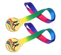 Mikinona Lot de 2 Médailles en Alliage de Zinc avec Cordon Tour de Cou Médailles de Récompense pour Exploits Sportifs en Course à Pied Légères et Solide pour Marathons et Compétitions