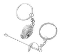 Mikinona Lot de 2 Pendentifs Porte-Clés d'Escrime en Métal Argenté Décoration Fan d'Escrime Ornement Suspendu Compact et Léger pour Présents Sport et Passionnés d'Escrime