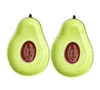 Mikinona Lot de 2 Plateaux à Fruits en Céramique 16,5 Cm, Forme Avocat, Multifonction pour Bonbons et Noix, Maison, Bureau et Fêtes, Design Créatif et Pratique