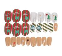 Mikinona Lot de 24 set de Faux Ongles Courts Forme Amande Française à Coller Motif Flocon de Neige Blanc pour Noël Capsules Réutilisables Manucure Hivernale Festive Adhésifs Résistants
