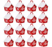 Mikinona Lot de 25 Boîtes de Bonbons de Noël de Petite Maison Rouge en Papier Léger pour Fêtes Rangement de Friandises et Présents Saisonniers