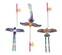 Mikinona Lot de 3 Cerfs-Volants de Pêche Dynamiques - Cerfs-Volants D'extérieur en Forme d'aigle, de Perroquet Et de Pie pour Enfants - Jouets de Style Dessin Animé pour Le Printemps, Le Jardin, Le