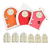 Mikinona Lot de 3 Sets de Mini Portes Féeriques en Bois Lumineuses pour Maison de Poupée Décorations pour Arbre de Jardin, Décoration Miniature Extérieure et Intérieure, Scène de Noël