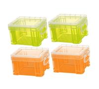 Mikinona Lot De 4 Boîtes De Rangement De Bureau Porte-fiches, Mini Conteneurs En Plastique Semi-transparents, Polyvalentes Pour Bureau Et Maison, Couvercle