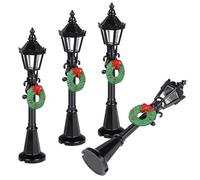 Mikinona Lot de 4 Lampadaires de Noël Miniatures en Plastique 12 CM Décorations Réalistes pour Maison de Poupée et Village Miniature Accessoires Festifs pour Ambiance de Noël