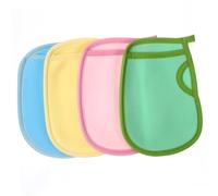 Mikinona Lot De 4 Moufles Exfoliants Corps Doux Et Portable, Taille Garçon Et Filles, Gommage Corporel Pour Peaux Mortes, Adaptés à La Bain Bain, Couleurs Bleu, Rose, Vert, Jaune