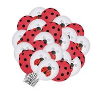 Mikinona Lot de 48 Ballons Coccinelle 12 Pouces en Latex Décorations de Fête d'Anniversaire Thème Coccinelle Kit Complet pour Anniversaire Garçon et Filles et Shower Couleurs Vives pour