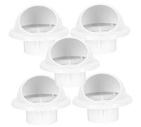 Mikinona Lot de 5 Couvercles de Ventilation Extérieure en PVC Protection Coupe-Vent Évent d'Échappement Murale à la Pluie Conduit d'Aération Facile à Installer