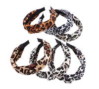Mikinona Lot De 6 Bandeaux Noués En Croix Pour Femmes Larges Multicolores En Épaisse Imprimé Léopard Tendance