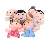 Mikinona Lot de 6 Set de Marionnettes à Main en Peluche Famille pour Garçon et Filles Dès 3 Ans, Jouets Éducatifs pour Spectacles, Contes et Jeux de Rôle Style Aléatoire