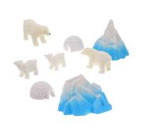 Mikinona Lot de 8 Figurines en Résine Mini Ours Polaires et Igloos Miniatures, Décor Hivernal pour Gâteau, Diorama et Projet Éducatif Arctique, Décoration Fête et Village de Noël