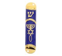 Mikinona Mezouza Religieuse Métal Rétro Décor Porte Bénédiction Judaica Bleu avec Deux Petits Trous Aux Extrémités pour Décoration De Maison Mezouza Couleur Aléatoire