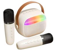 Mikinona Mini Karaoke Machine Portable with Dual Microphones and LED Lights Sound Speaker for and Adults Compact Singing Speaker for Home Party