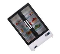 Mikinona Mini Réfrigérateur Miniature Blanc pour Maison de Poupée Accessoire Décoratif Réaliste pour Bricolage et Scènes Miniatures Modèle Double Porte pour Cuisine et Magasin