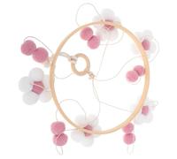 Mikinona Mobile de Lit Bois avec Fleurs Pompons et Clochettes Ventilées Décoration Apaisante pour Chambre Garçon Fille Suspendu Adapté pour Garçons et Filles