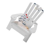 Mikinona Modèle Miniature Chaise de Plage Blanche en Bois 7 Cm, Décoration Micro-Paysage Méditerranéenne pour Maison de Poupée, Bureau et Jardin, Accessoire Décoratif Nautique Réaliste