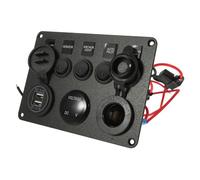 Mikinona Panneau de Commutateur Automobile Boutons avec Voltmètre Double USB et Prise Allume Cigare Bleu pour Rv Installation Facile et Compatible