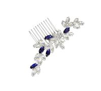 Mikinona Peigne à Cheveux Mariage avec Strass Pince Latérale Alliage pour Mariée Accessoire de Coiffure Bleu pour Demoiselles Honneur