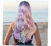 Mikinona Perruque Halloween Bouclée Longue Ondulée Arc Ciel Festive pour Maquillage et Déguisement pour Fêtes et Festivals