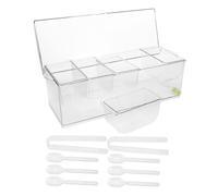 Mikinona Plateau à Condiments Réfrigéré Plastique Compartiments avec Couvercle Bac Froid pour Fruits Légumes Sauces Buffet Self-service avec Accessoires Plateau de Service Polyvalent