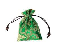Mikinona Pochette Traditionnelle Brocart Chinois à Cordon de Serrage Rangement en Soie pour Bijoux et Bonbons Léger Pratique pour Voyage et Usage Quotidien Design Élégant et Culturel Vert