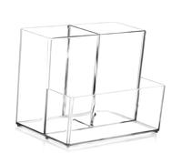 Mikinona Porte-maquillage Transparent 3 Compartiments, Organisateur De Maquillage De Bureau, Rangement De Coiffeuse Compact, Pot à Crayons Polyvalent Pour Bureau, Chambre, Salle De Bain