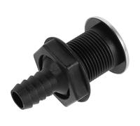 Mikinona Raccord Passe-Coque Droit Nylon Noir avec Dessus INOX Connecteur Sortie Eau pour Bateau et Yacht Drain Débordement Scupper Compact