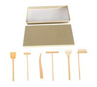 Mikinona Râteau Zen de Table pour Jardin de Sable Ensemble Jaune avec Boîte Outils Décoratifs et Fonctionnels pour Création de Paysages et Méditation Accessoires de Bureau et Jardin Zen