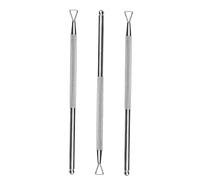 Mikinona Repousse-cuticules Acier Inoxydable 3 Pièces Double Face Forme Triangulaire et Ronde pour Manucure Professionnelle Soin des Ongles Usage Salon et Particulier
